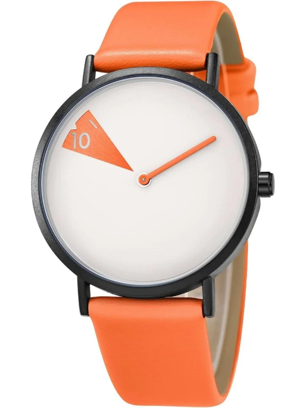 Women's Orange White Creative Ultra-Thin Strap Fashion Quartz Minimalist Watch